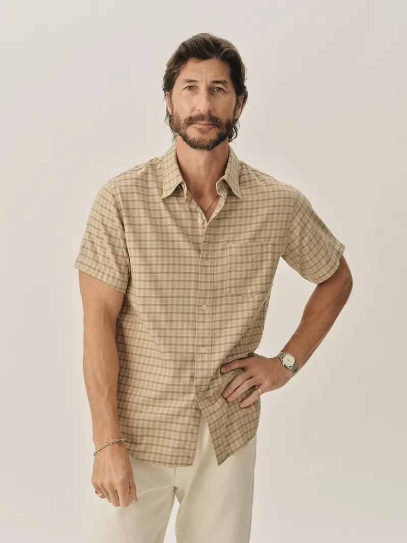 Draped Twill S/S One Pocket Shirt (Bodie Plaid)