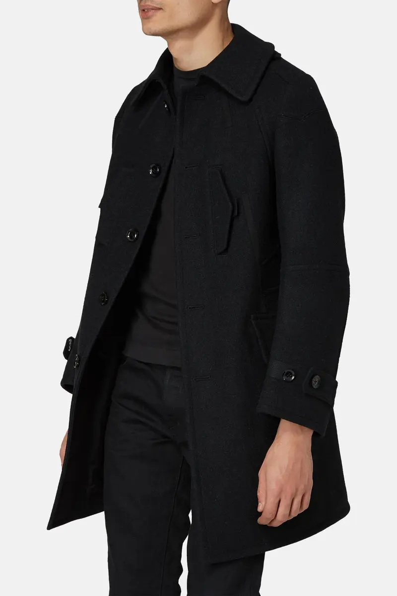 Shiro Sakai Manteau en laine mélangée noir