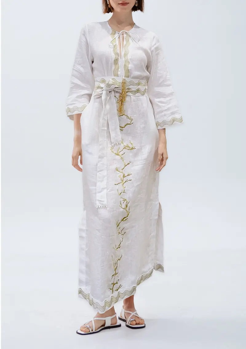Venus Kaftan - White/Gold