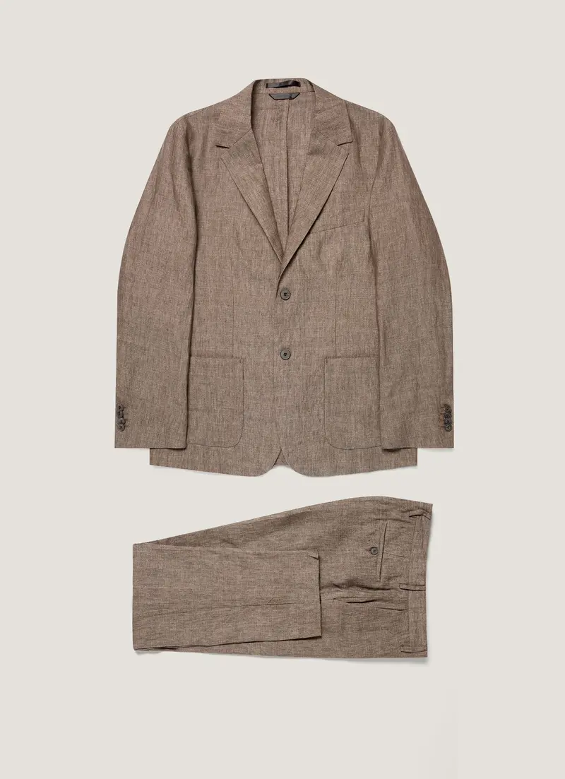 Men's Linen Two-Piece Suit in Dark Walnut