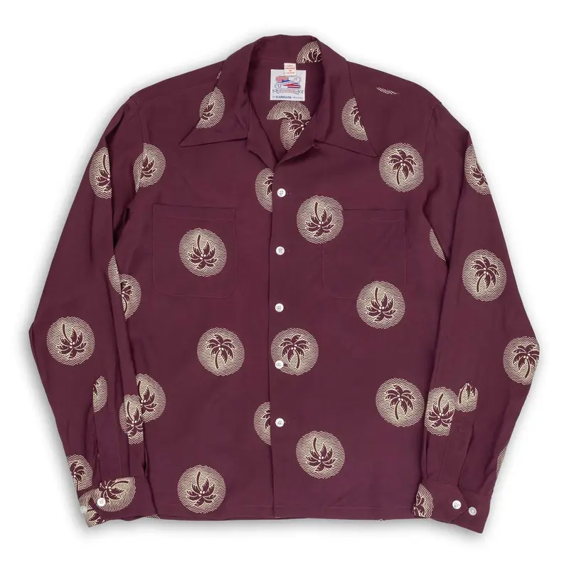 Duke Kahanamoku Special Edition 'Wondrous Palm Tree' L/S Burgundy