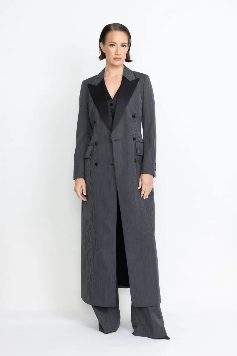Agueda Limited Edition Coat - Midi-length coat in black pins