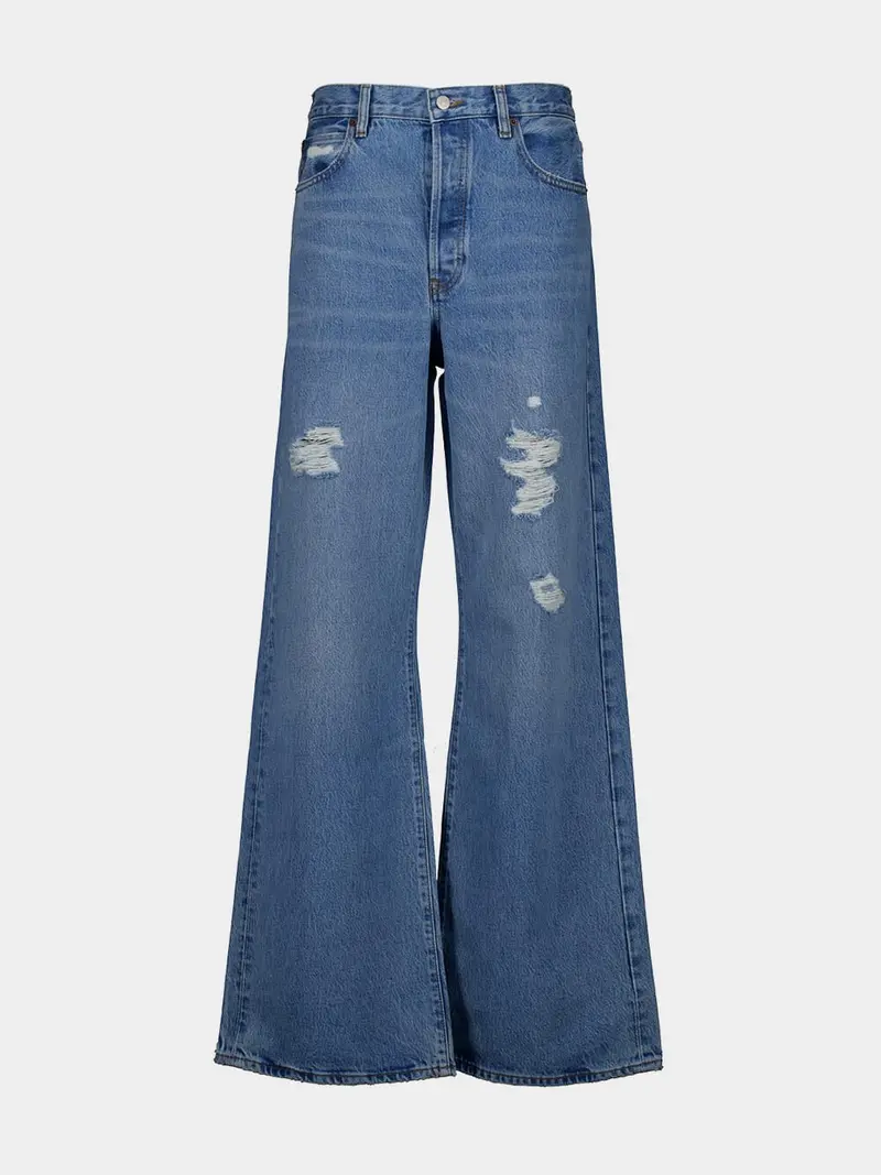 Sun Drop Blue Loose Wide-Leg Jeans