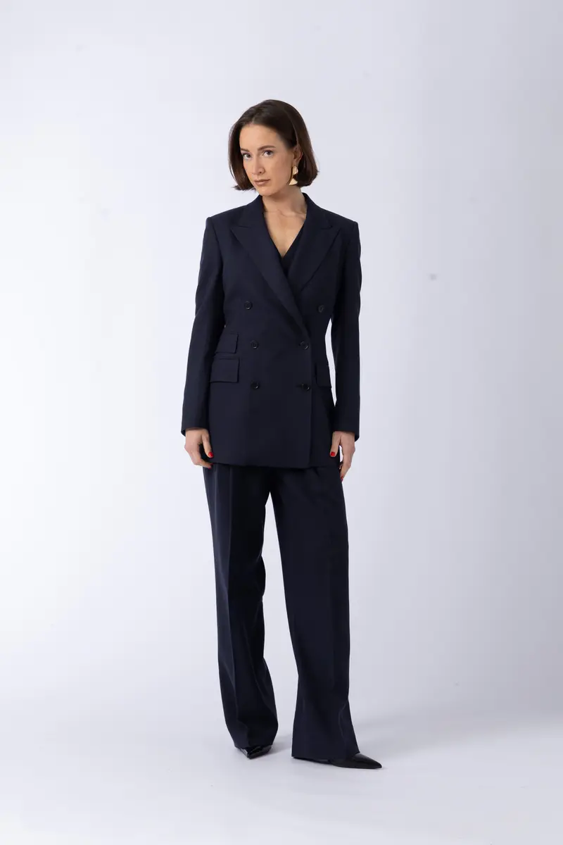 Amsterdam Jacket - Double-breasted fitted jacket in navy